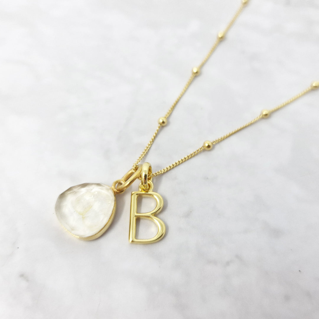 18ct Gold Plated White Topaz April Birthstone Necklace